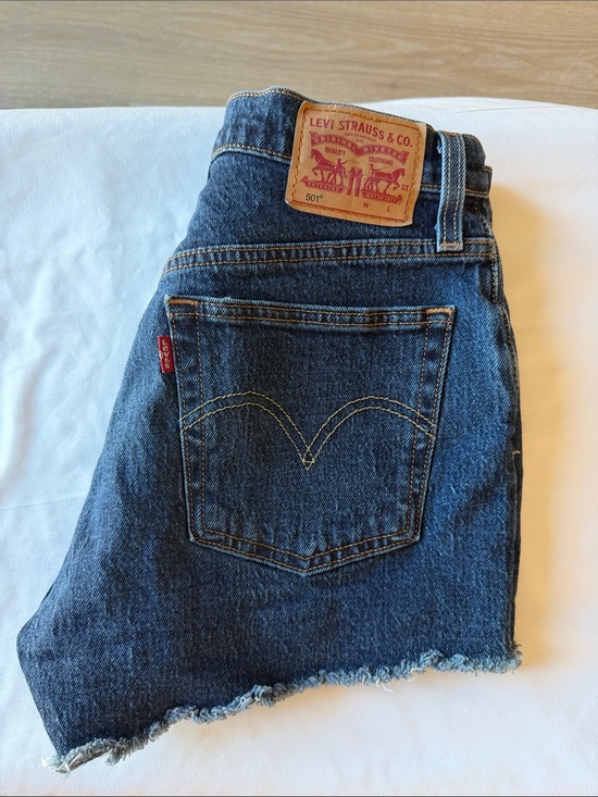 Levi's Pants - Levi's Dark Blue Frayed Denim 501 shorts
